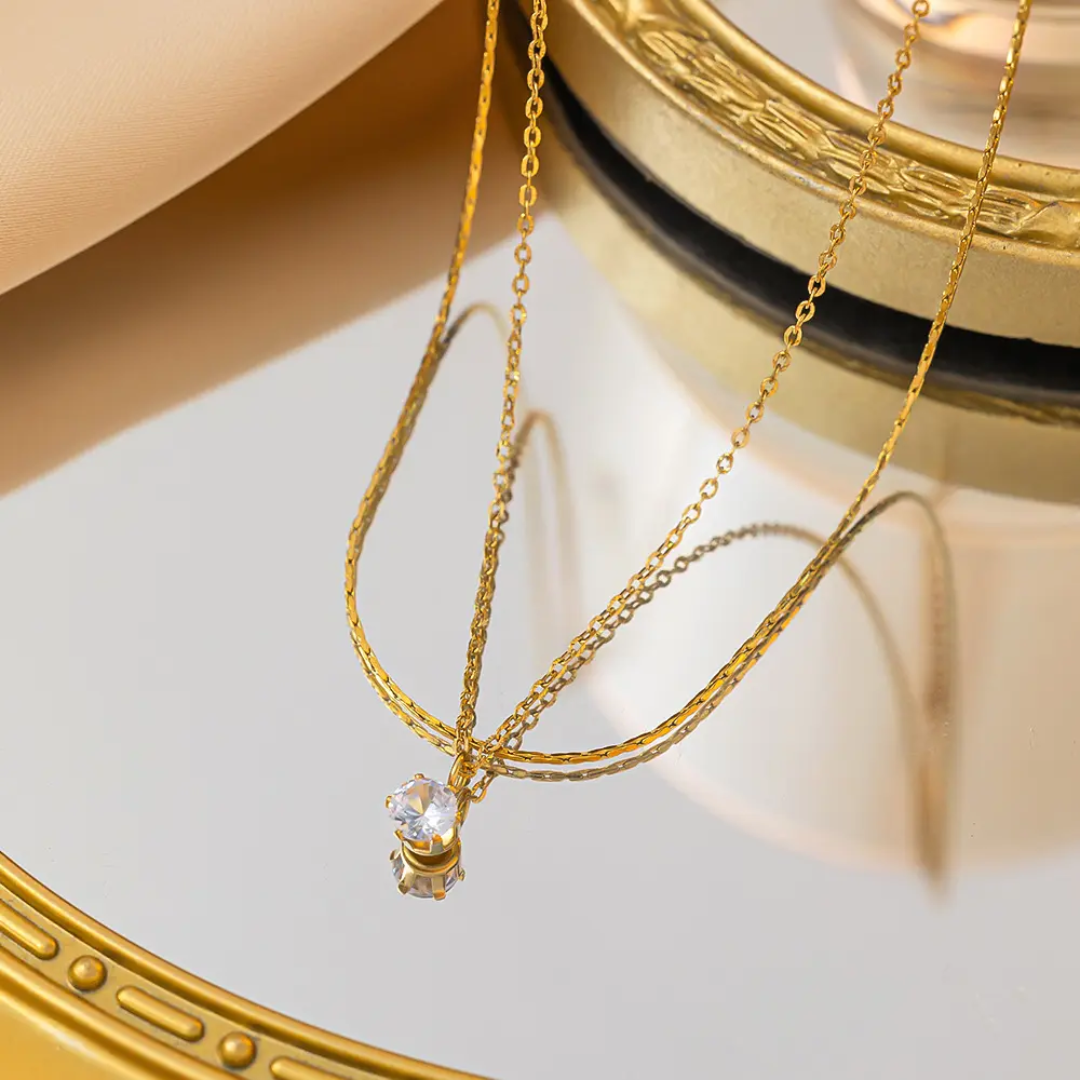 Aura Dual-Chain Crystal Pendant