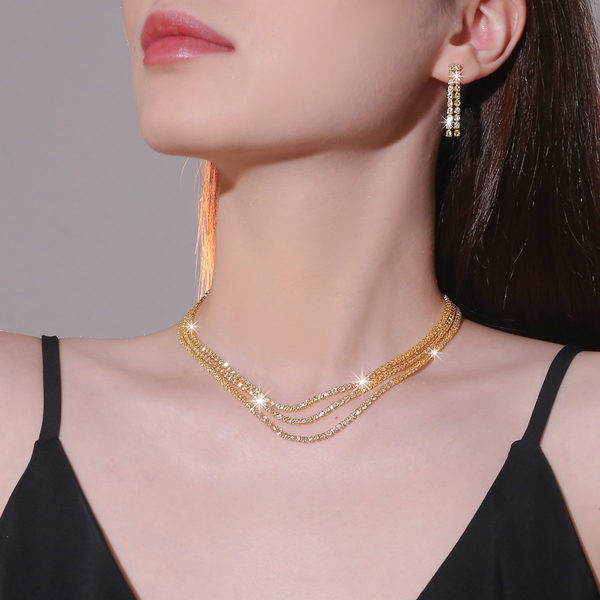 Monarch Multi-Row Crystal Collar Neackless Set
