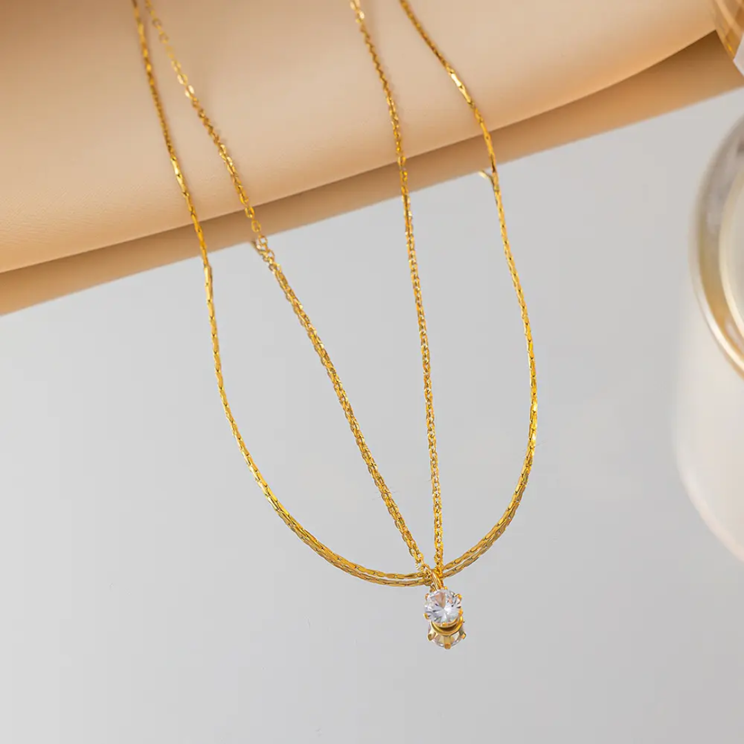Aura Dual-Chain Crystal Pendant