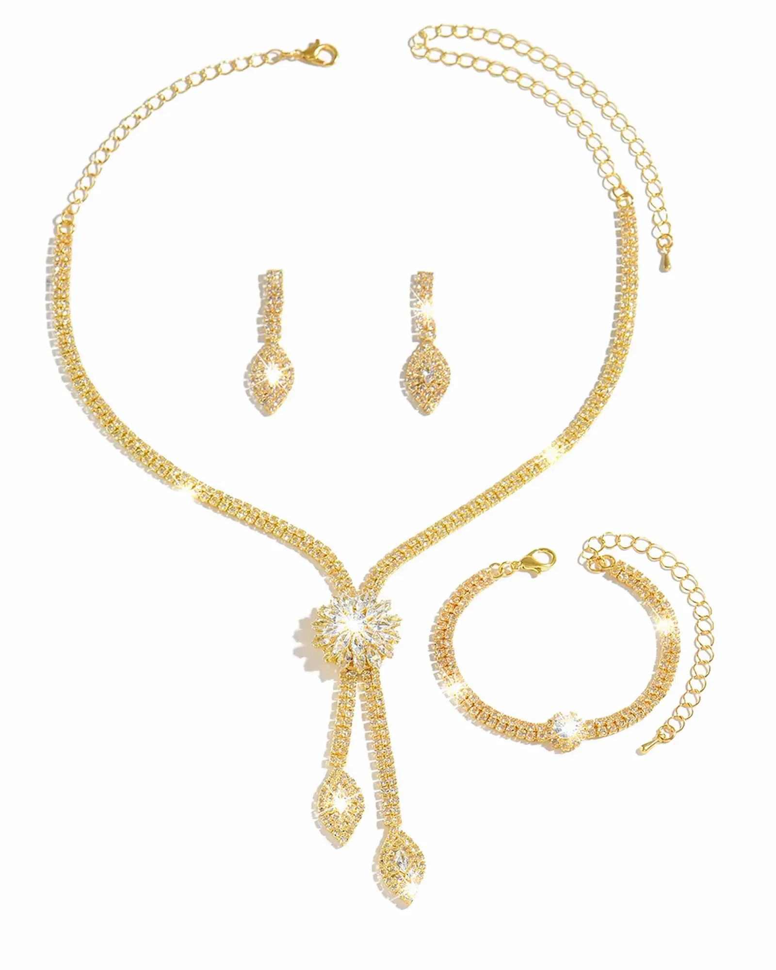 Zircon Necklace Set with Earrings & Bracelet - Image 3