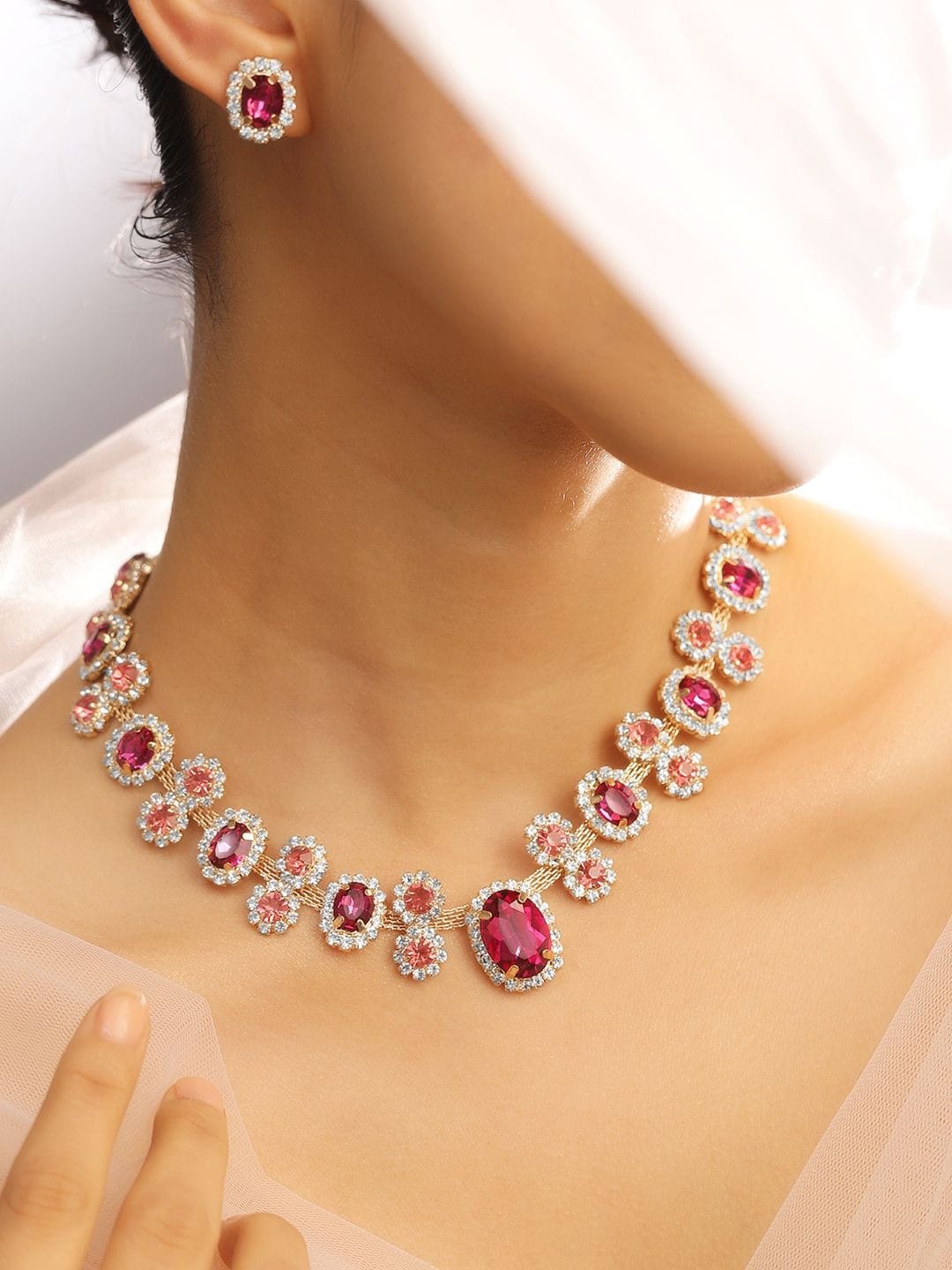 Rubans Gold Plated Crystal Necklace Set - Image 2